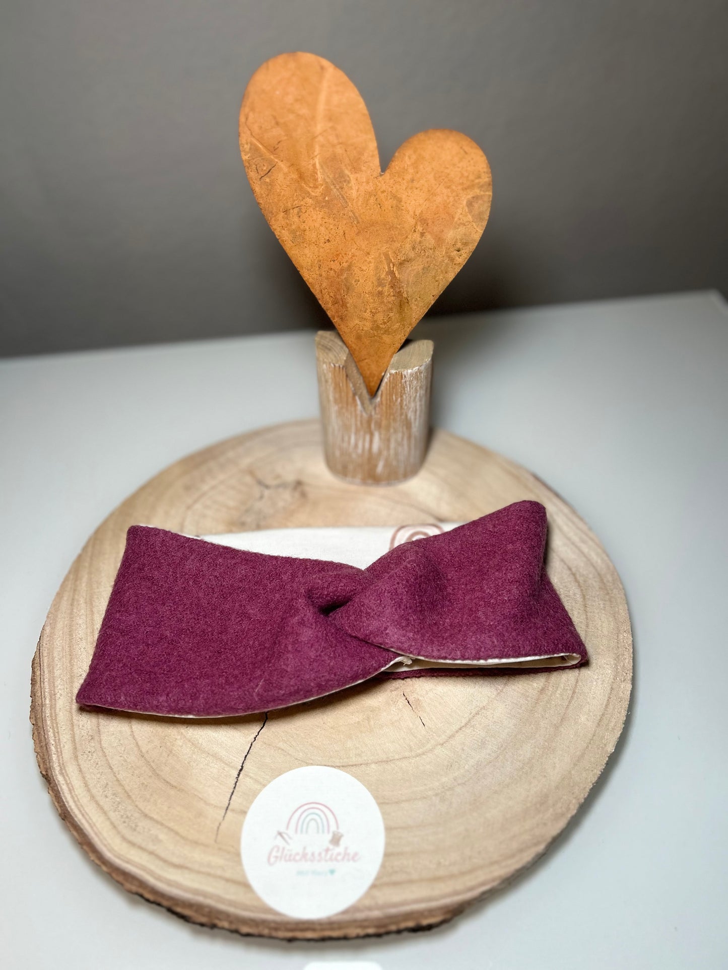 Stirnband Mama "Regenbogen Magenta" Schurfwolle