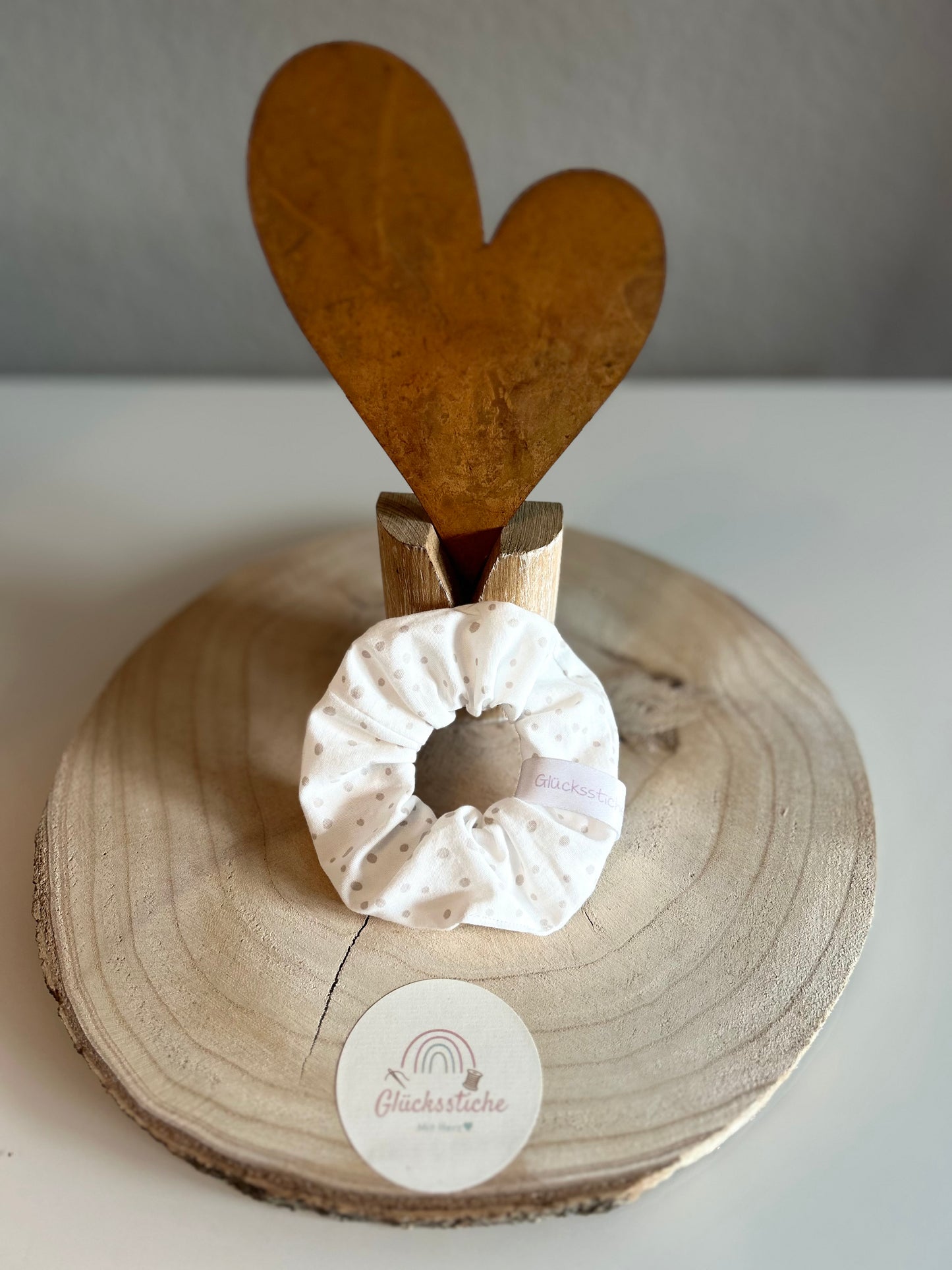 Scrunchie "weiß-beige Dots"