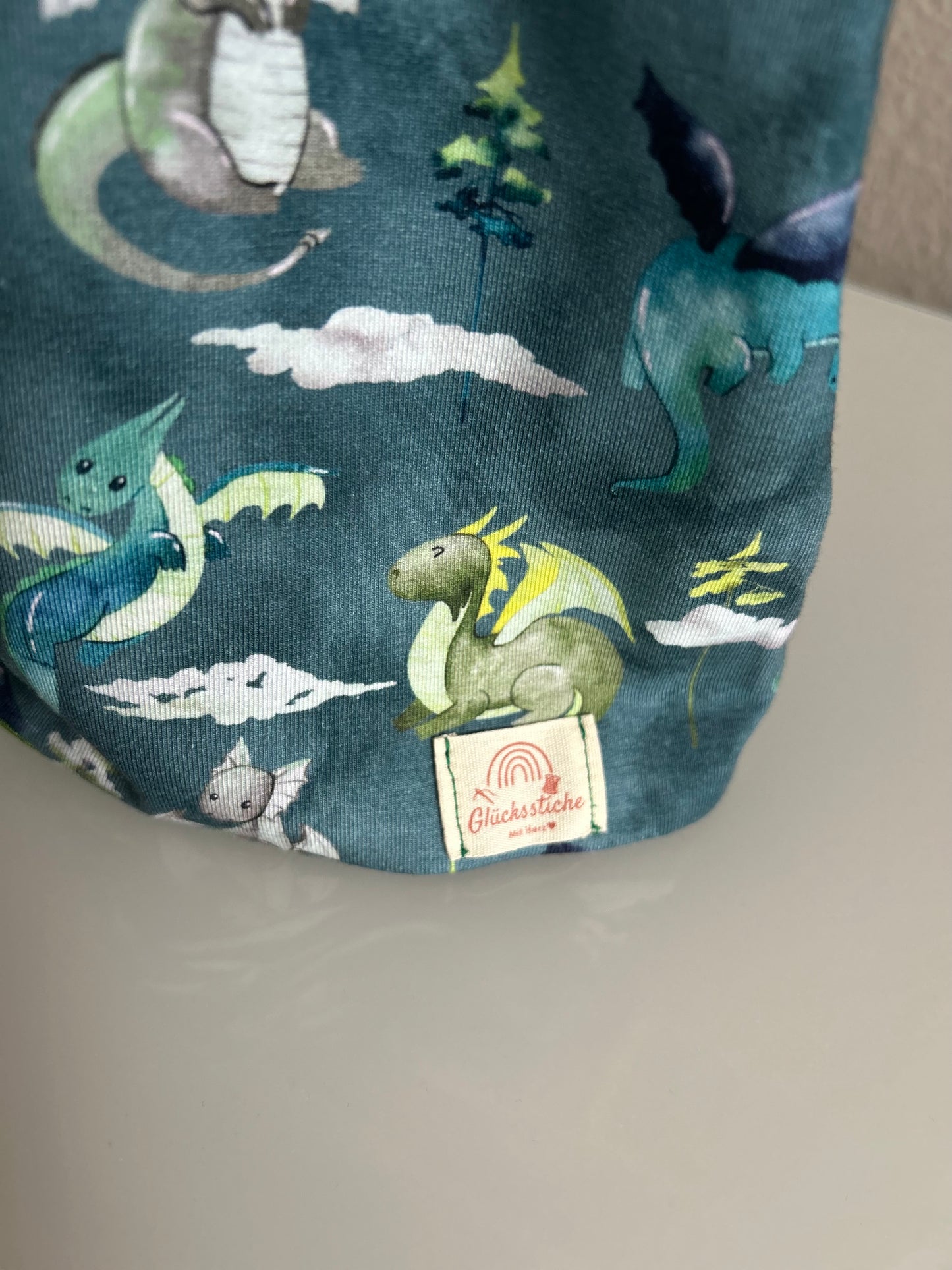Schal und Mützen Set „Drache grün“