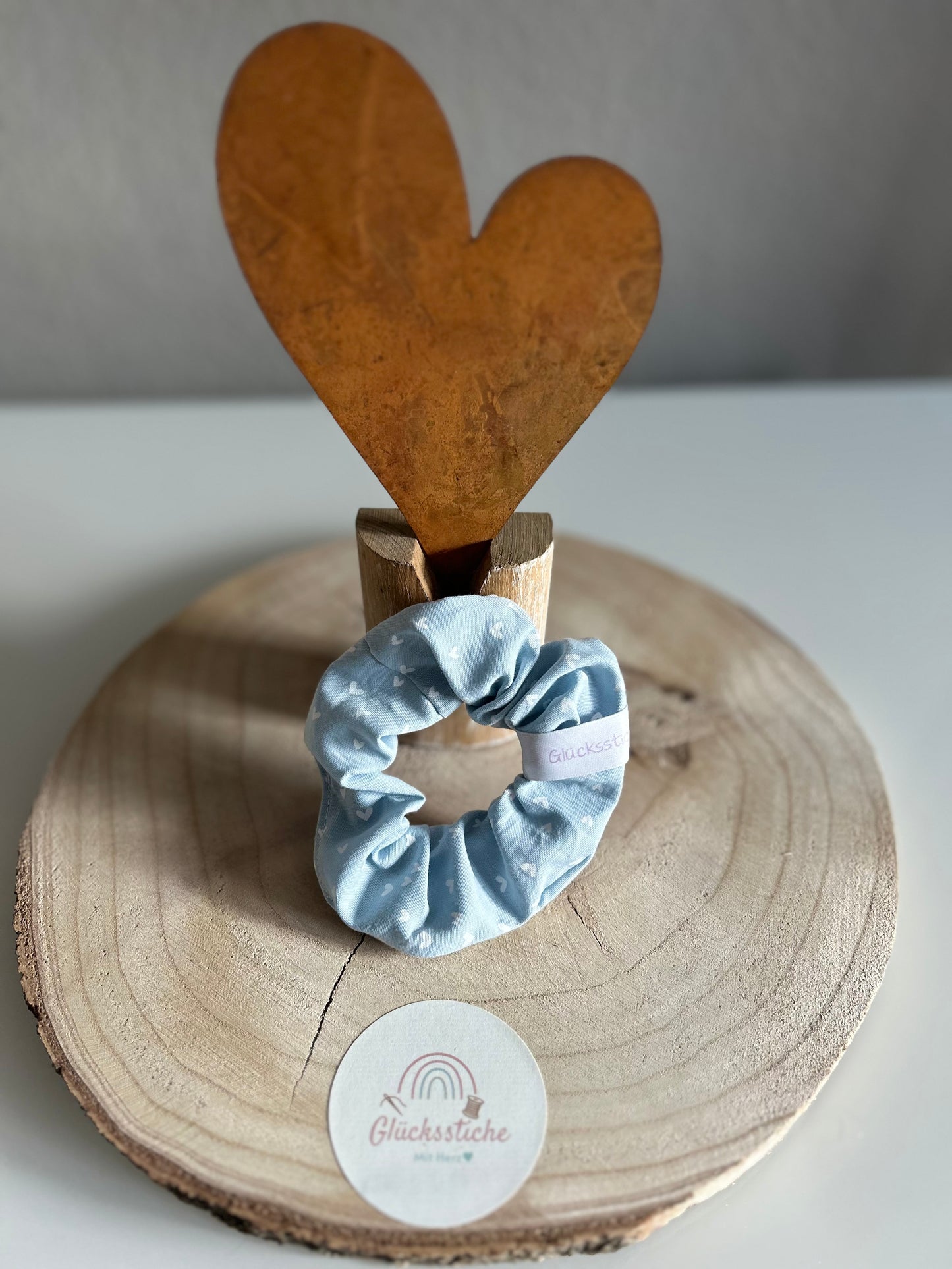 Scrunchie "hellblau Herz"