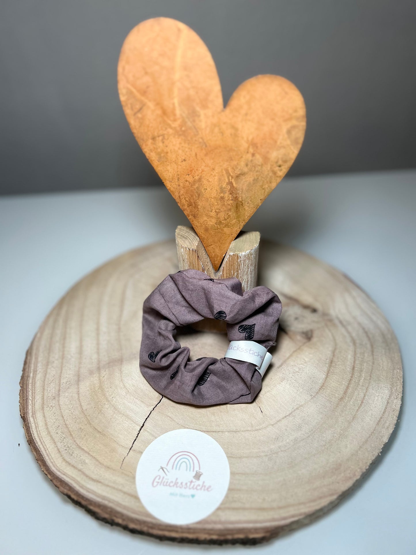 Scrunchie "braun Herz"