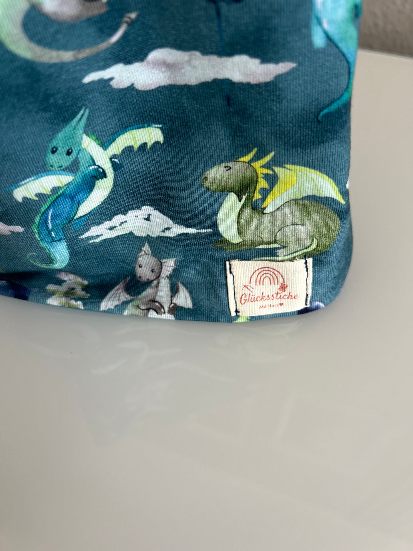 Schal und Mützen Set „Drache Türkis“