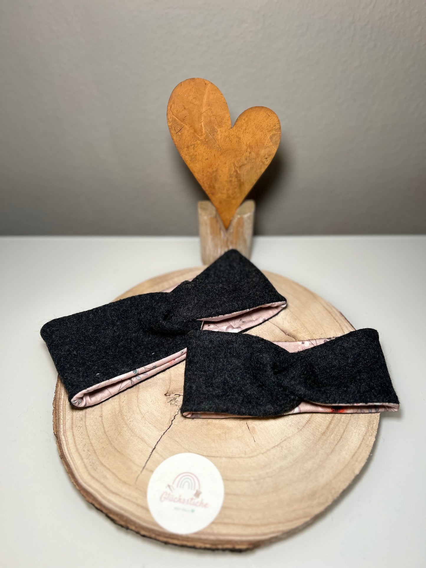 Stirnband Kind "Grau Blume" Schurfwolle