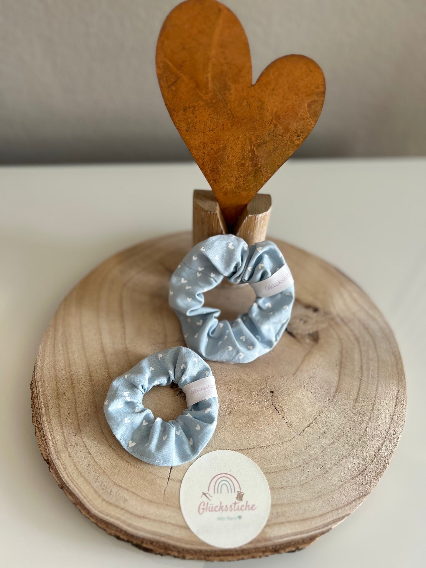 Scrunchie-Set "Mama and Me" "hellblau Herz"