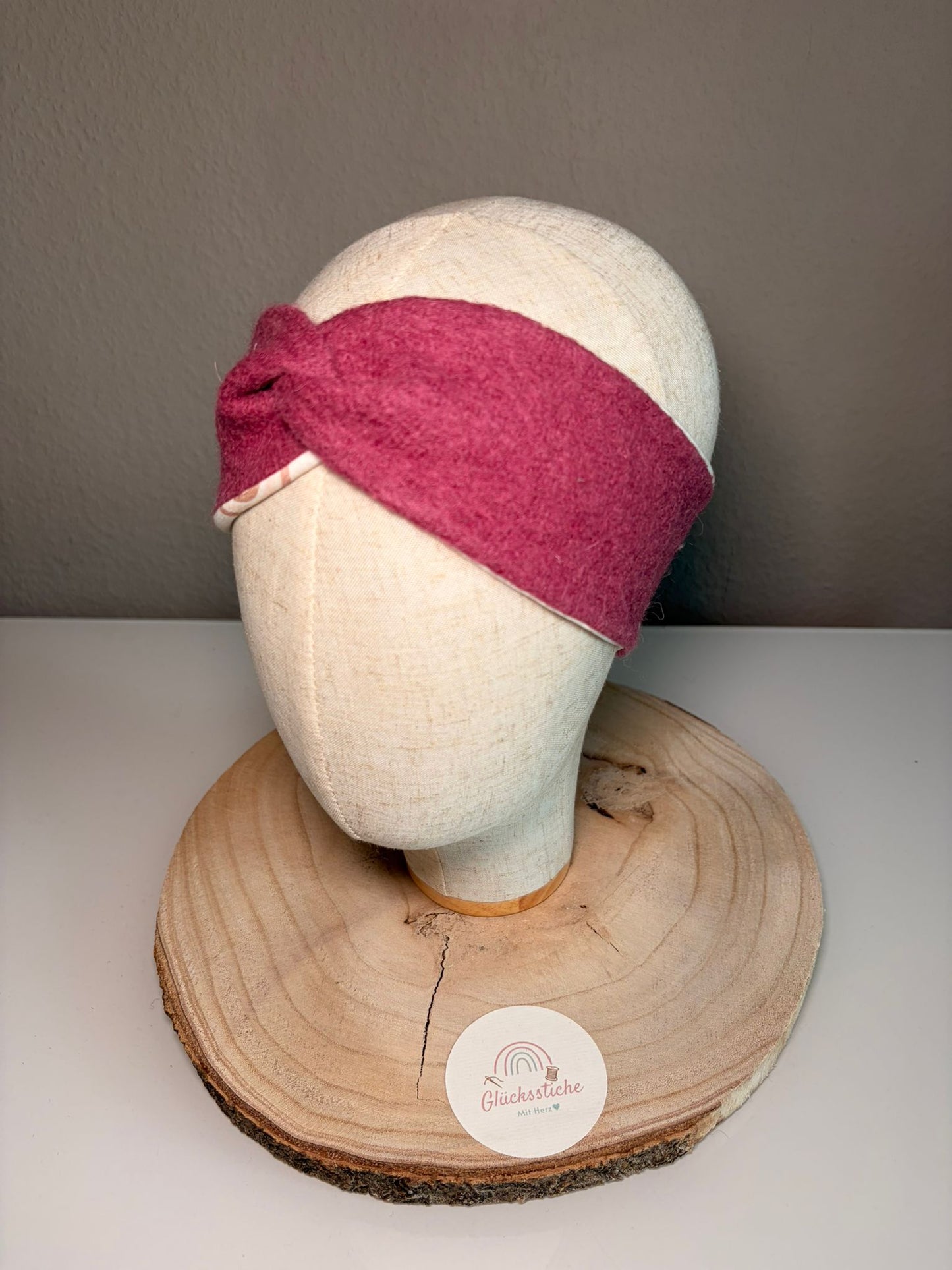Stirnband Mama "Regenbogen Magenta" Schurfwolle