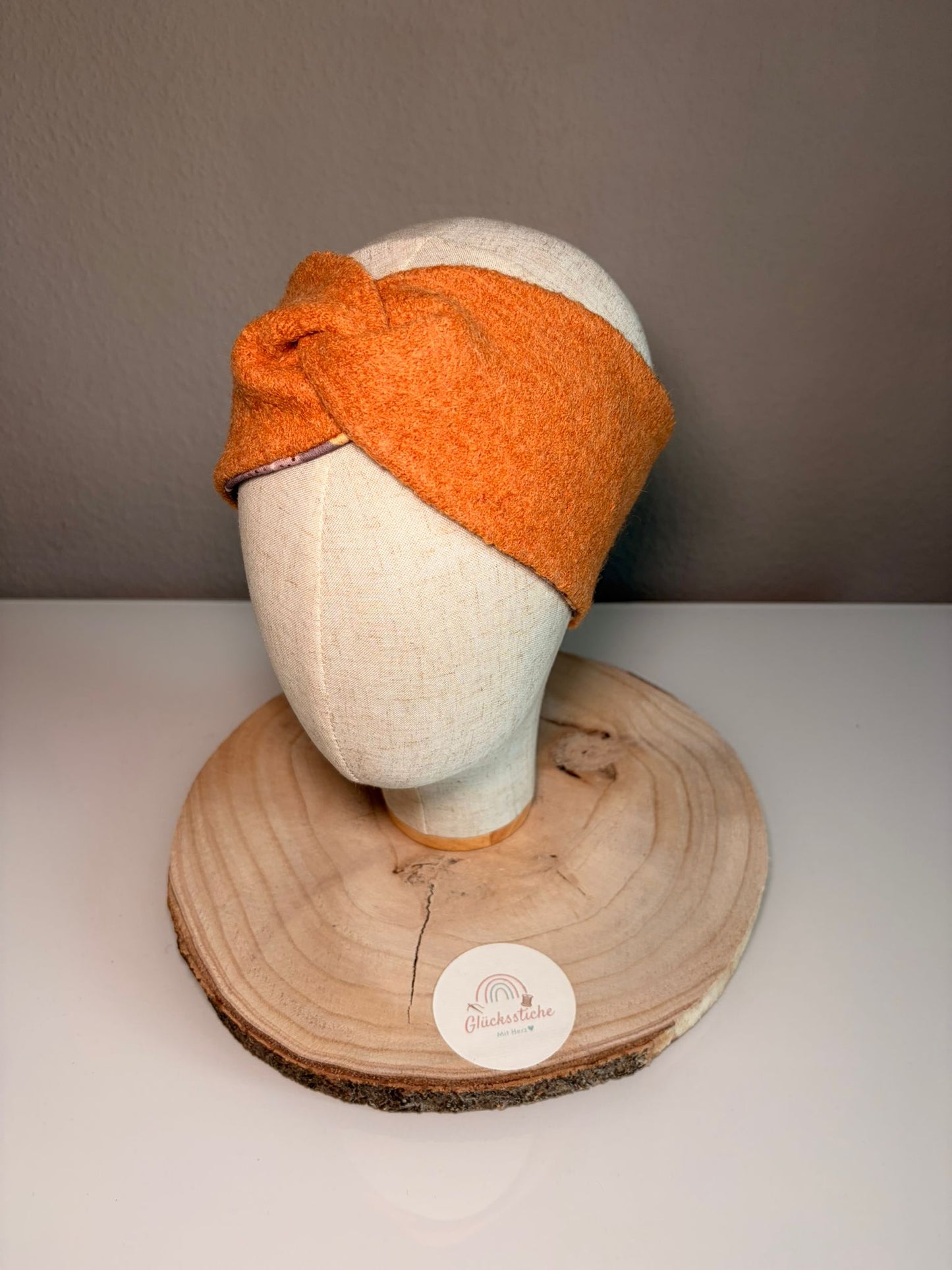 Stirnband Mama "Senf Blume“ Schurfwolle