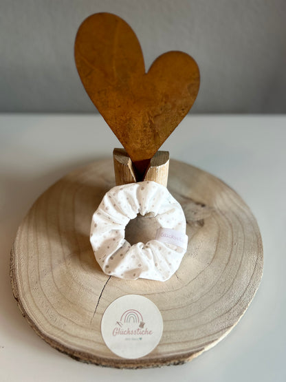 Scrunchie "weiß-beige Dots"