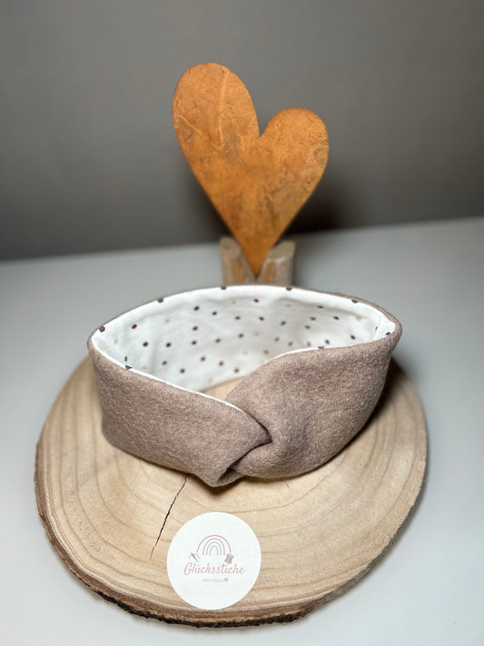 Stirnband Mama "Dots Beige" Schurfwolle