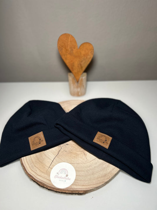 Beanie-Mützen Set „Dunkelblau“