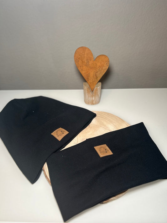 Schal und Mützen Set „Schwarz“