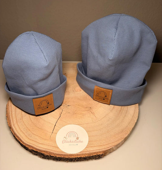 Beanie-Mützen Set „Hellblau“