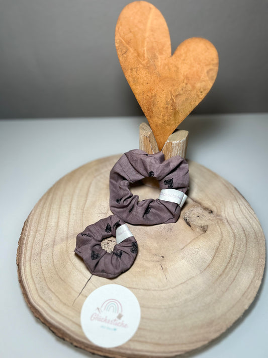 Scrunchie-Set "Mama and Me" "braun Herz"