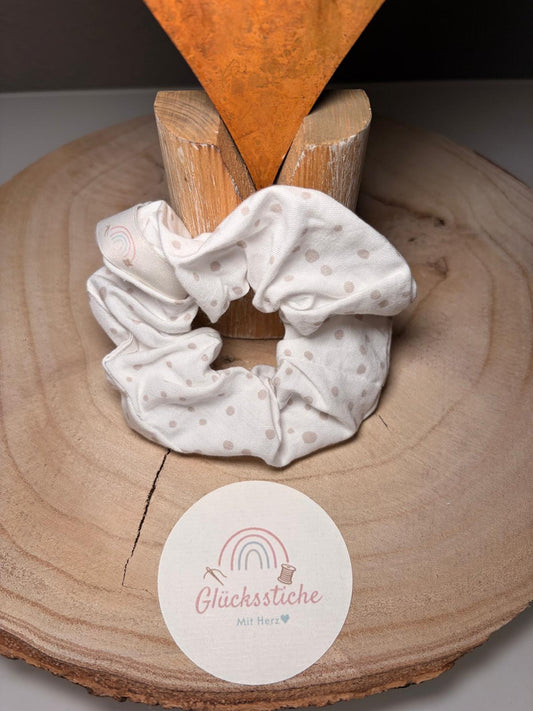Scrunchie "weiß-beige Dots"