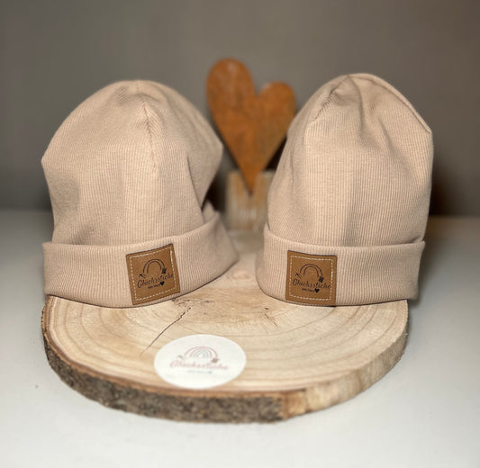 Beanie-Mützen Set „Beige“