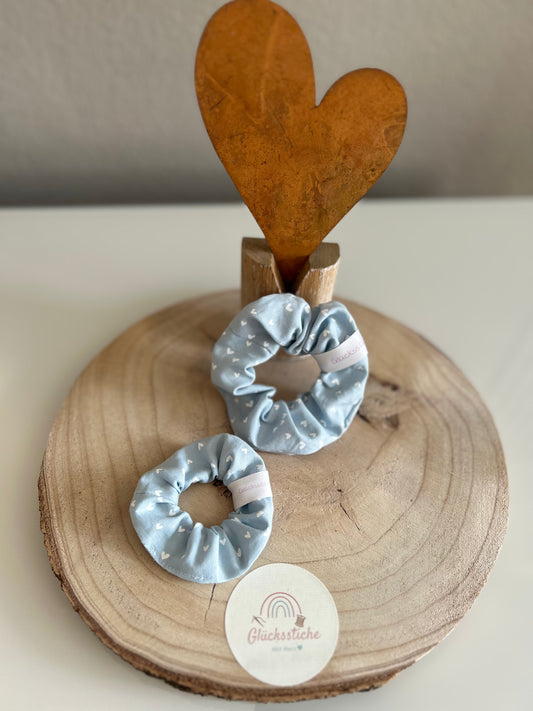 Scrunchie-Set "Mama and Me" "hellblau Herz"