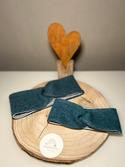 Stirnband Mama "Petrol" Schurfwolle