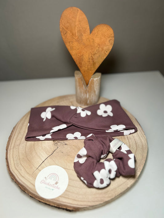 Set Scrunchie und Stirnband „Blume Flieder “