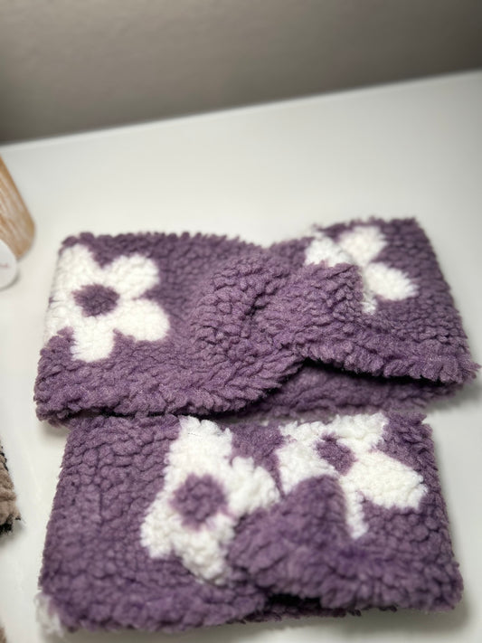 Stirnband-Set „Mama and Me Blume Flieder Teddystoff “