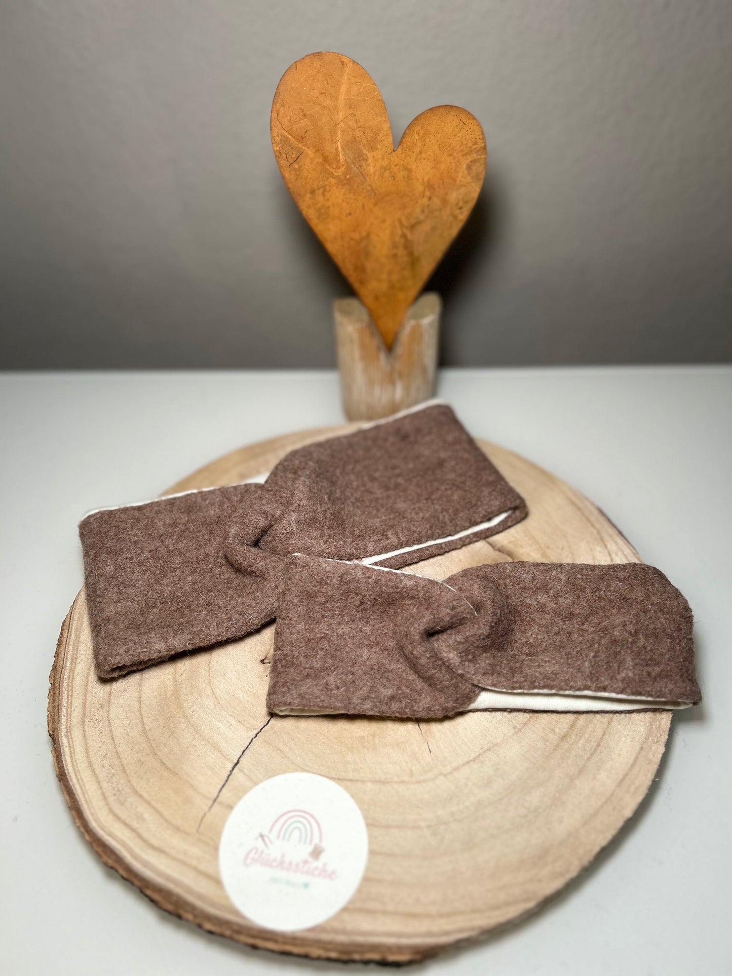 Stirnband Mama "Braun Regenbogen" Schurfwolle