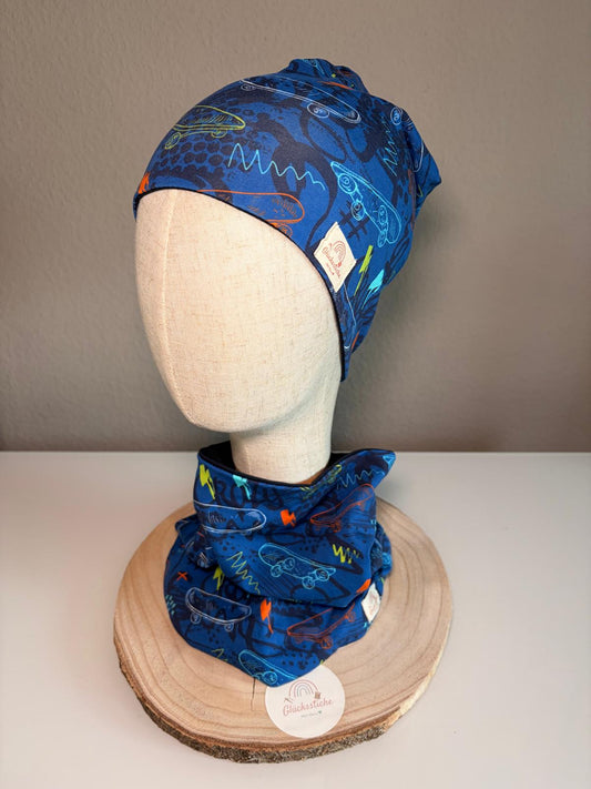 Schal und Mützen Set „Skateboard“