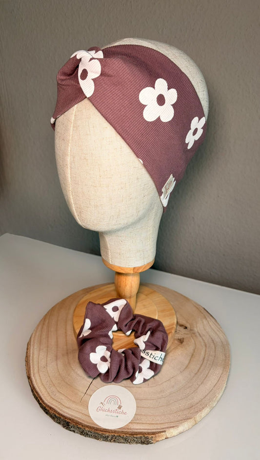 Set Scrunchie und Stirnband „Blume Flieder “