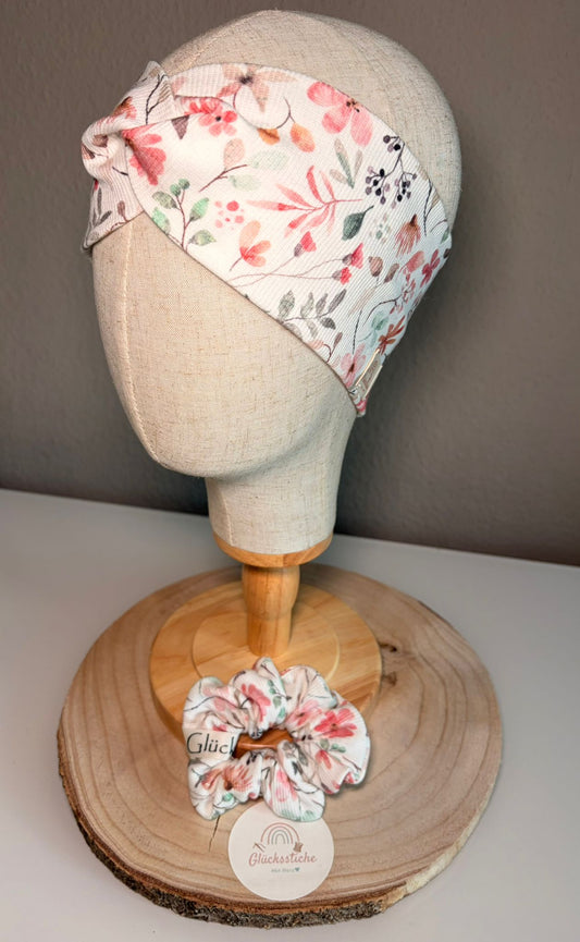 Set Scrunchie und Stirnband „Blumen“
