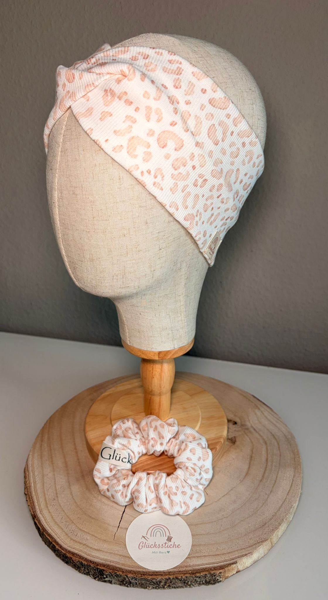 Set Scrunchie und Stirnband „Leo beige“