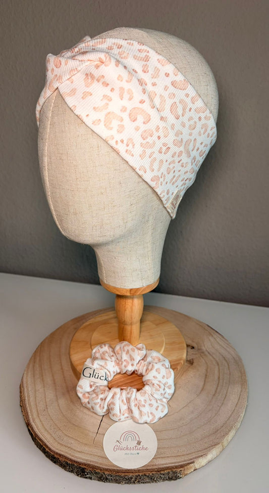 Set Scrunchie und Stirnband „Leo beige“