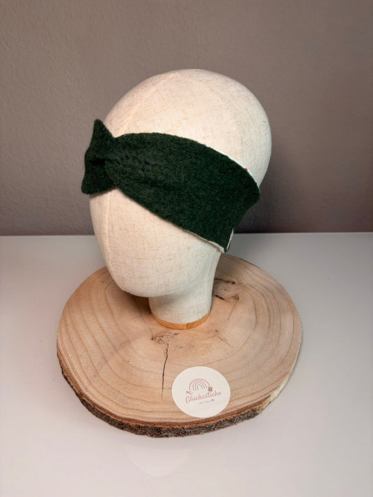 Stirnband Kind "Dots Grün" Schurfwolle